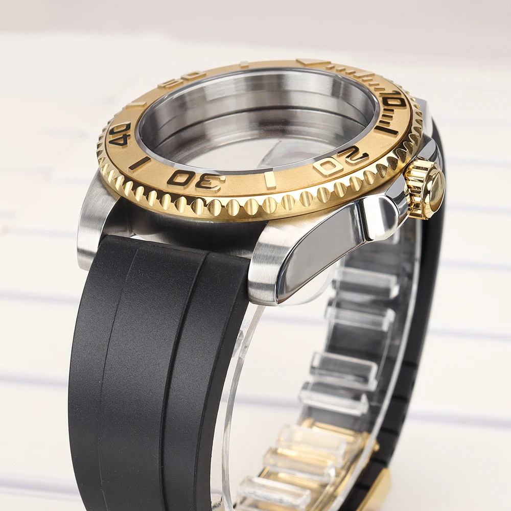 40mm 20ATM Uhrengehäuse NH 35 Gummiarmband Saphirglas für NH35 NH36 NH34 4R 7S26 Miyota 8215 ETA 2824 Gold Silber Gehäuse NH35 Yacht – Detail 5