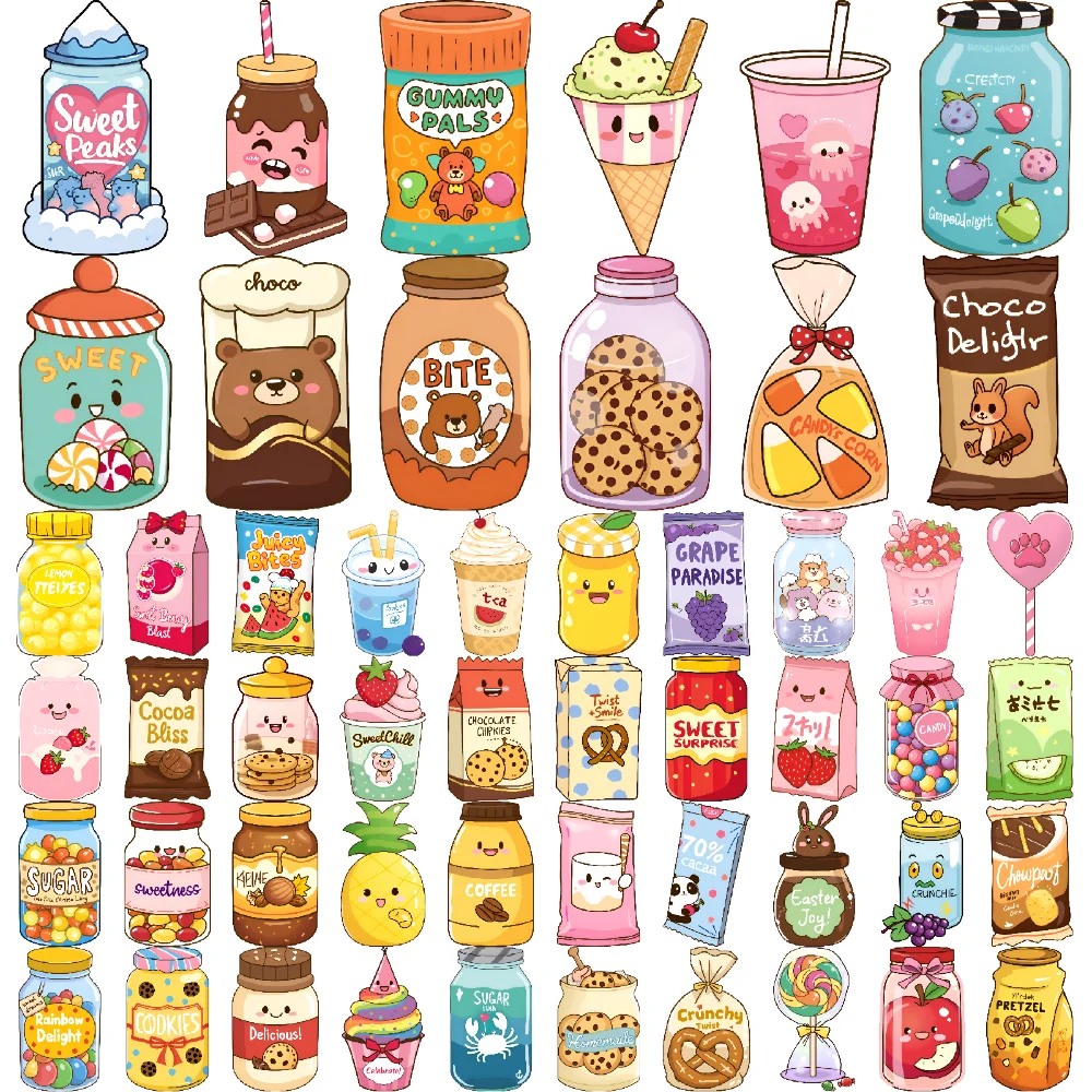 54pcs Temporary Tattoo Candy Design Temporary Tattoo Stickers Food Icons Animal Characters For Boys Adults Girls