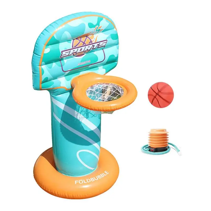 Basketball Hoop For Pool Floating Pool Basketball Goal Blow Up Basketball Pool Toys Multifunctional Water Basketball Goal For