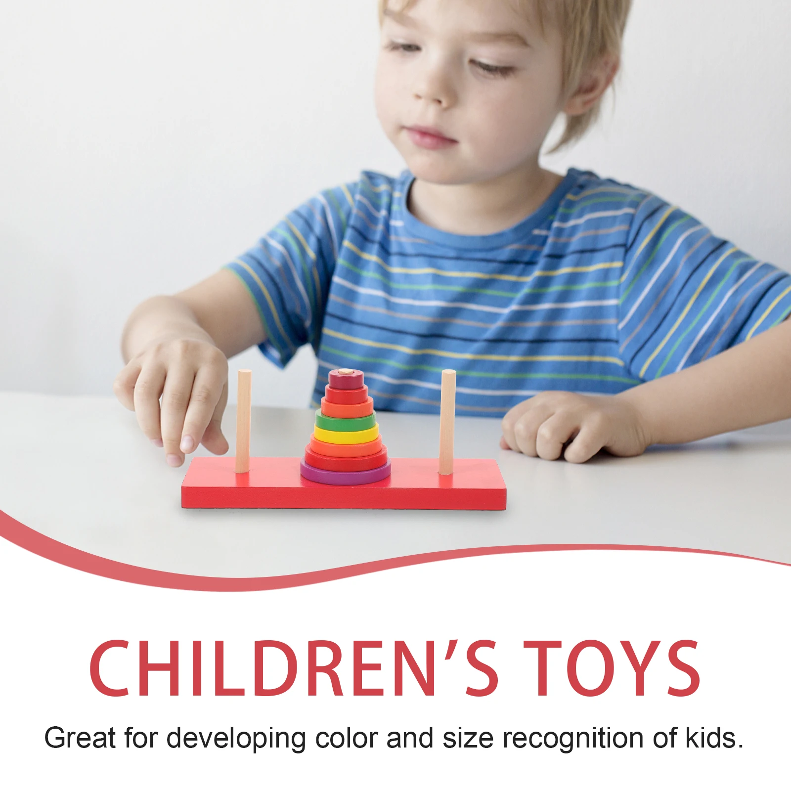 1 set Torre di anelli in legno colorata impilabile, puzzle per lo sviluppo delle capacità motorie dei bambini, blocchi educativi, torre in legno