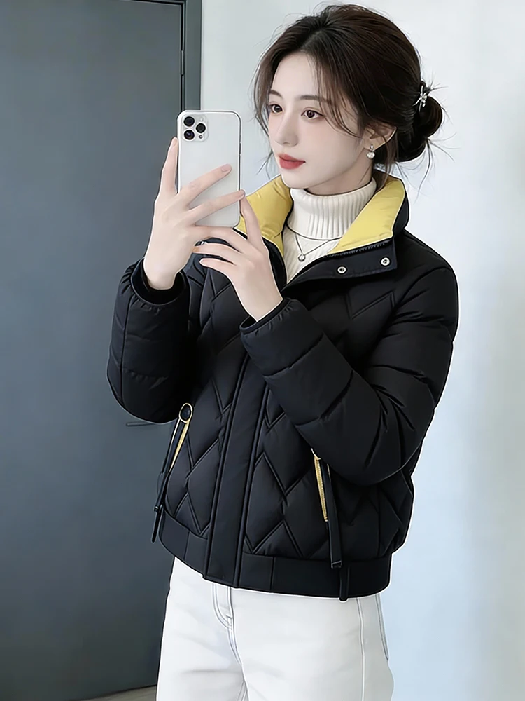 

Легкая хлопковая куртка Ele: Модная женская верхняя одежда для весны, осени и зимы, укороченное хлопковое пальто