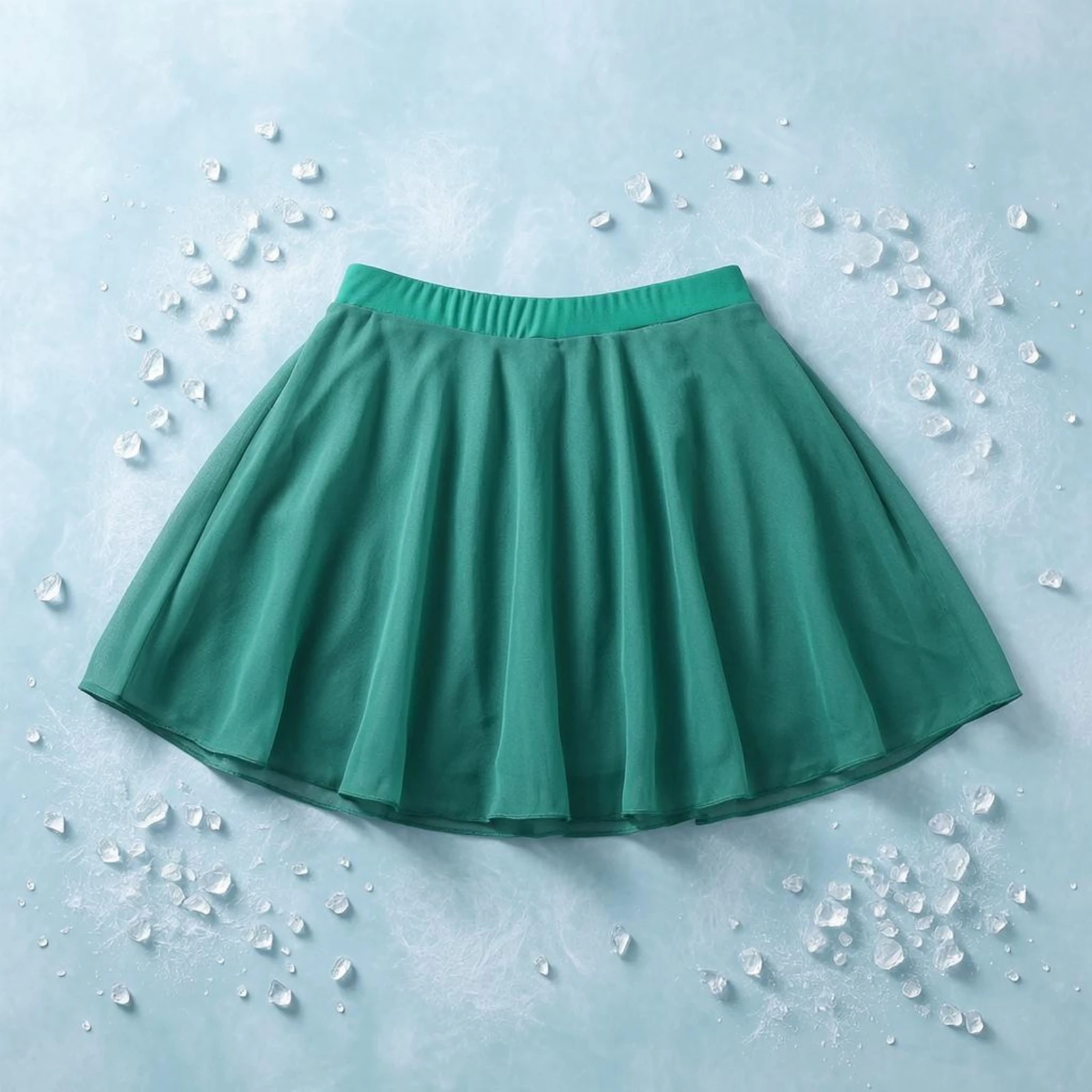 Skirted Skating Shorts Pull-on Skating Skort Sports Protection Gear Wavy Hem Athletic Clothing Transparent Mesh