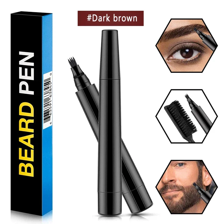 3-Color Waterproof Beard Filling Pencil & Brush Set