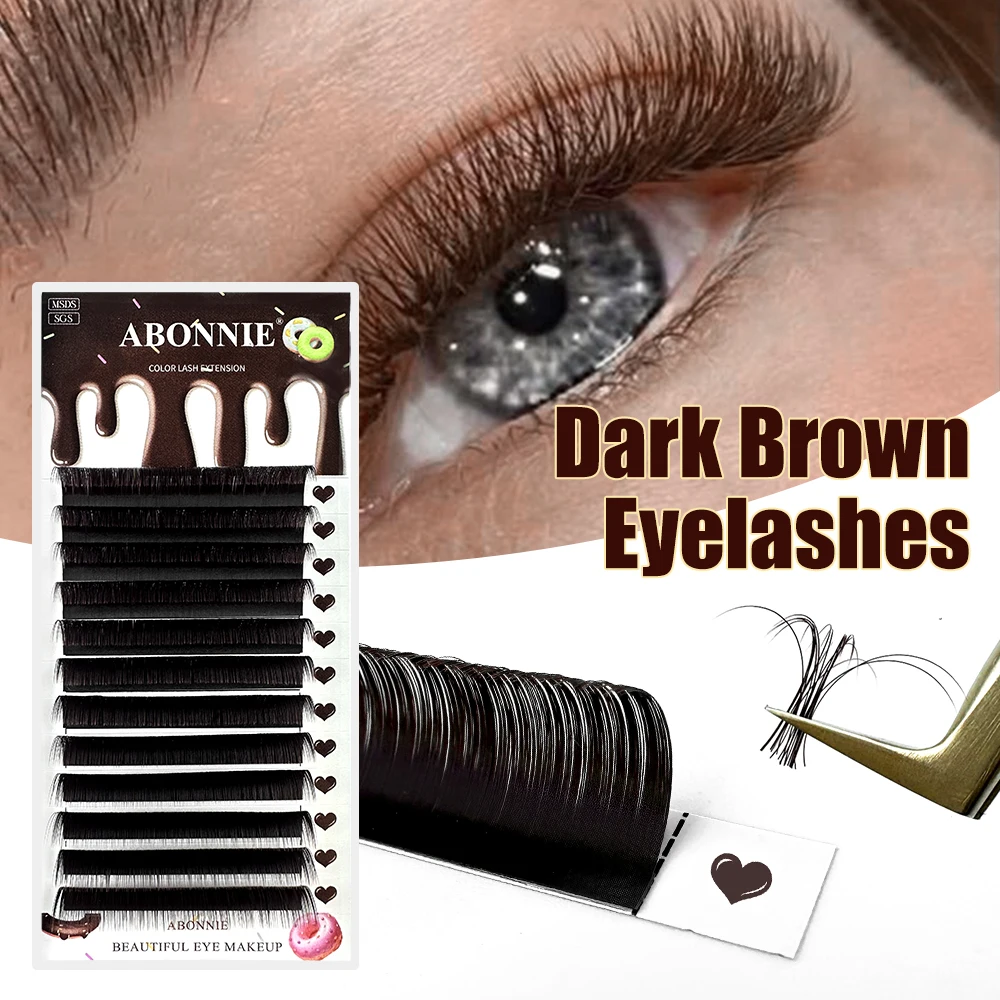 

Abonnie Chocolate Dark Brown C CC D Individual Eyelash Extension Brown Color False Lashes Mink Eyelash Extensions