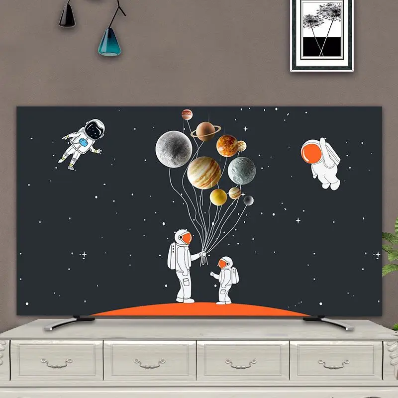 Space-Themed TV Cover,Design Monitor Dust Cover for 32/37/46/55/65/75 Inch TVs Dustproof Sunproof Wall-Mounted/Desktop Protector