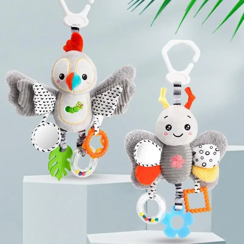 신생아를위한 동물 딸랑이 진정 장난감과 부드러운 플러시 어린이 침대 모바일 교수형 펜던트 아기 보육 침구 장식 15UB