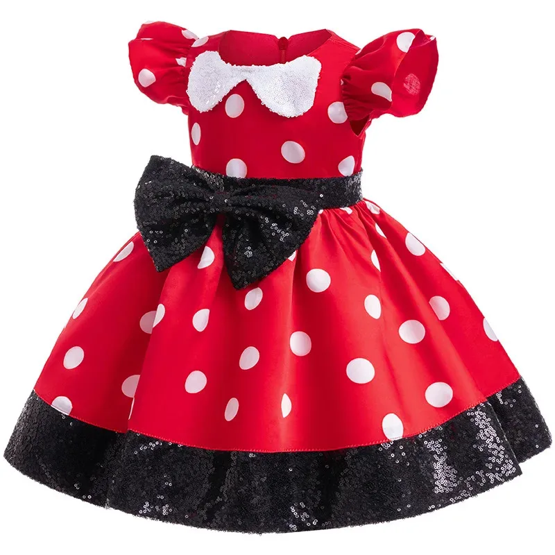 Toddler Girl Mickey Minnie Mouse Costume Halloween Bow Dress for Child Birthday Party Cosplay Princess Outfit 1-8T