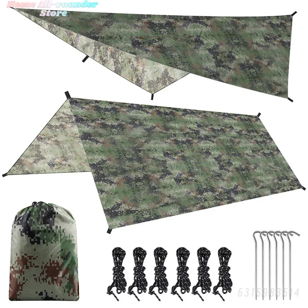 التمويه المظلة الشمس المأوى 210T البوليستر الغزل التخييم خيمة قماش القنب مقاوم للماء طوي خفيفة للغاية نزهة الظهر المعدات