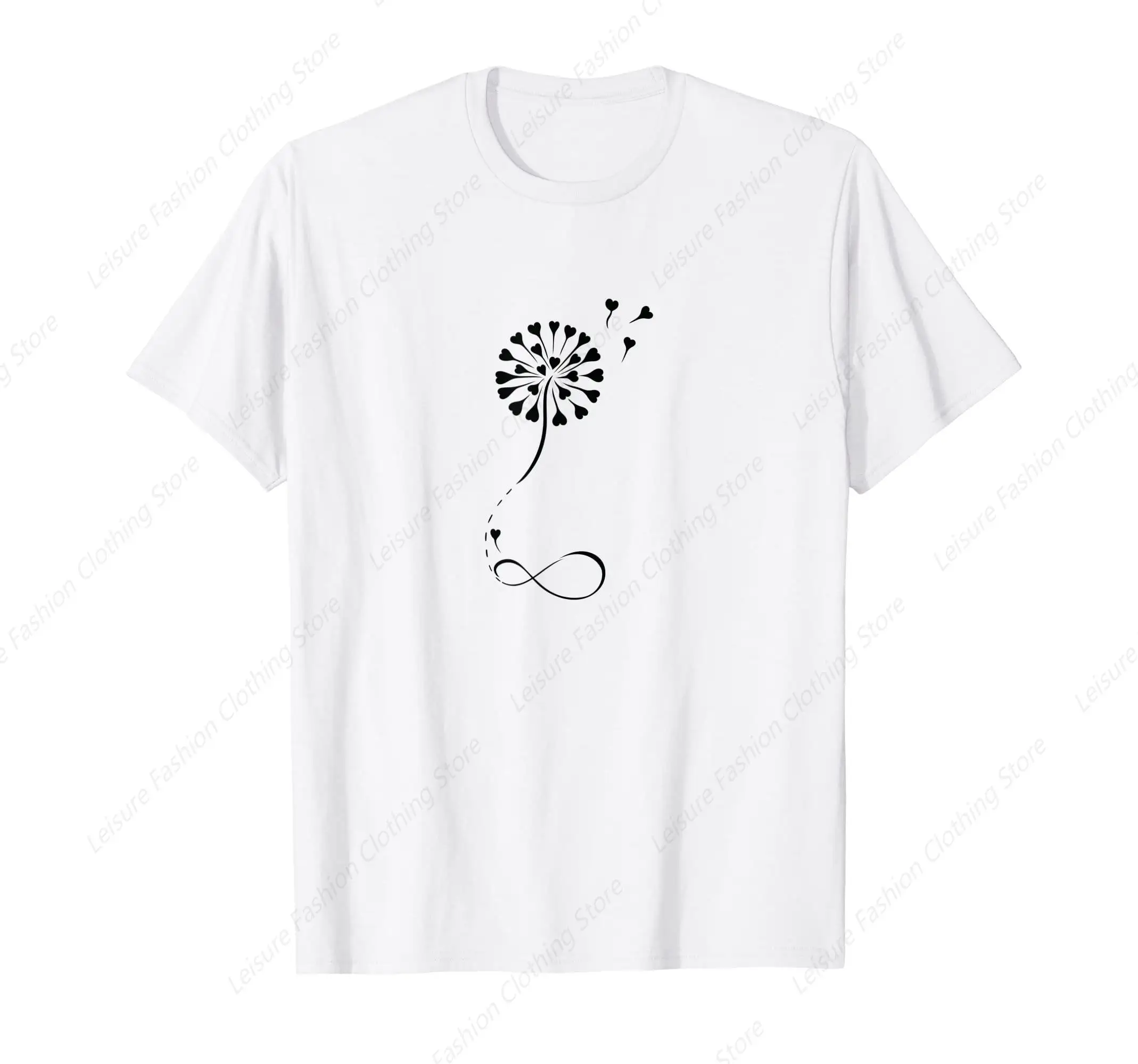 Dandelion with Heart and Infinity Love Valentines Day Symbol T-Shirt