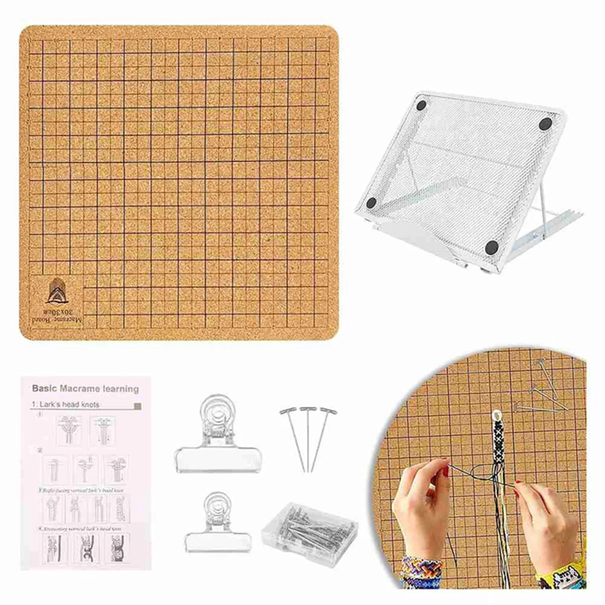 Braiding Board and Pin Set with Holder Double Sided Braiding Board,for Braiding Bracelets,Knotting Rope Macrame Kit