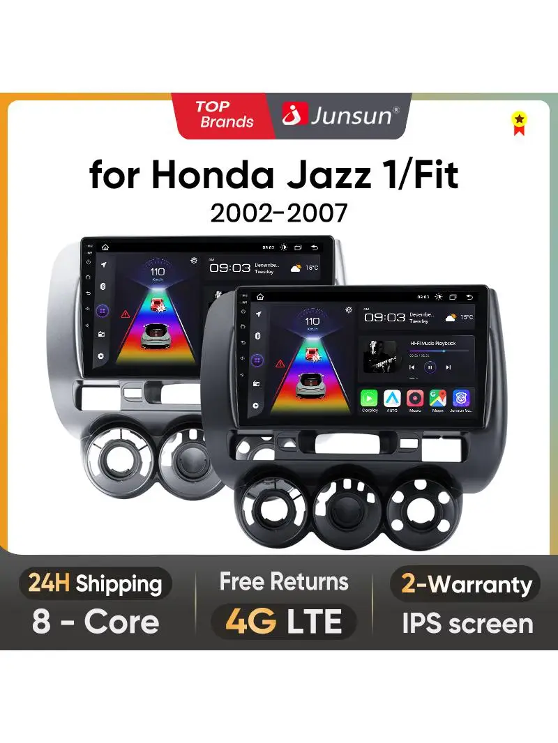 Junsun Draadloze Carplay Auto Radio Voor Honda Fit Jazz Stad 2002 2003 2004 2005 2006 2007 Android Autoradio Head Unit Rds 4G Wifi - afbeelding 2