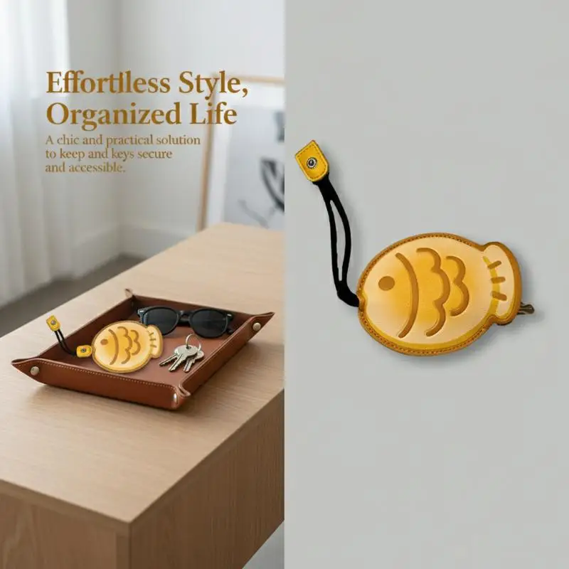 

Cute Cartoon Small Fish PU Leather Key Bag Universal Multi-function Open Mouth Key Bag Multi-function Pull-out Key Bag Car