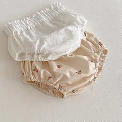 신생아 아기 소녀 의류에 대한 아기 꽃 Bloomer 유아 소녀 의류에 대한 여름 빈티지 리넨 코튼 유아 짧은 PP 바지