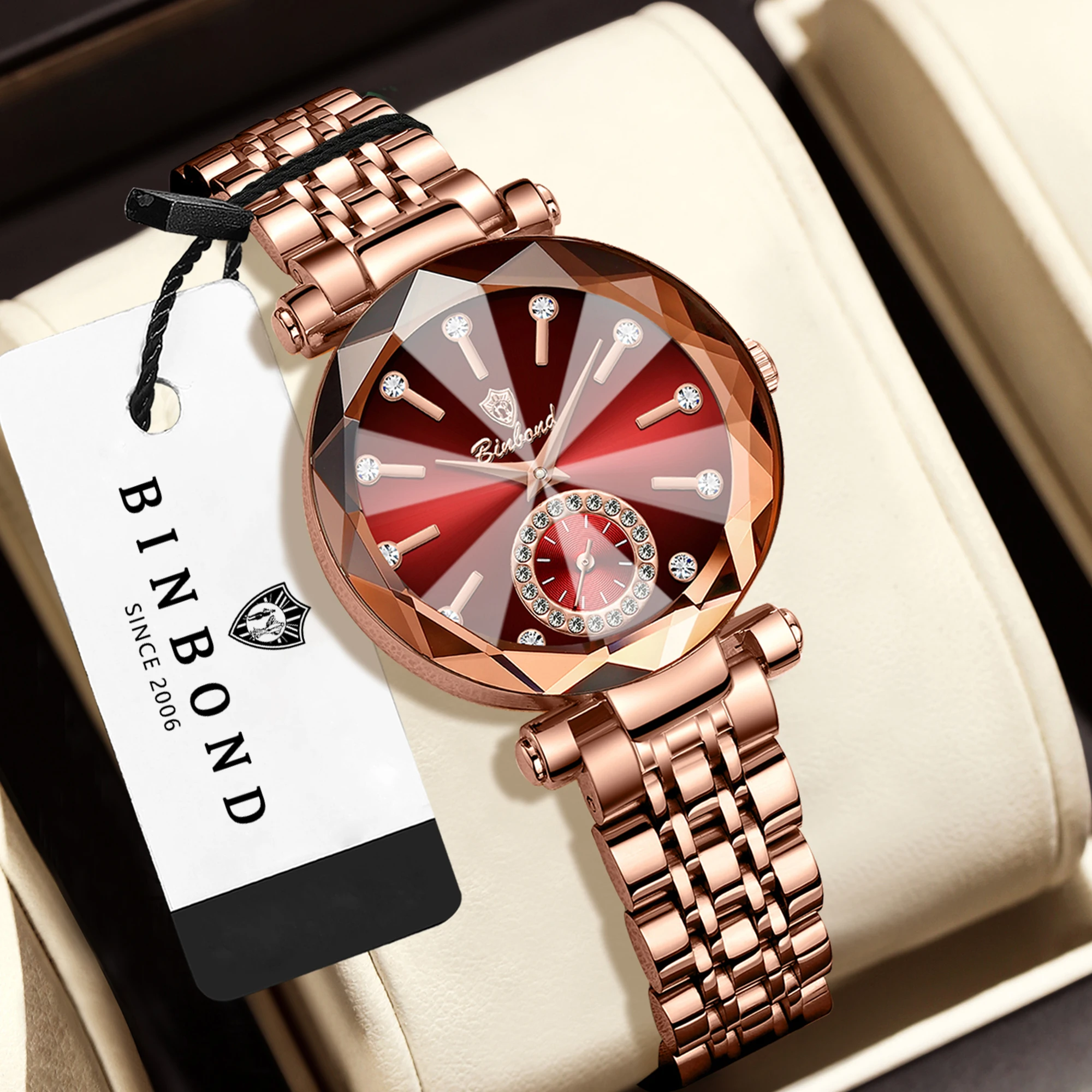 BINBOND Luxury Heart Of The Ocean Quartz Wristwatches For Lady Luminous Waterproof Week Women's Watches Fashion Casual Reloj