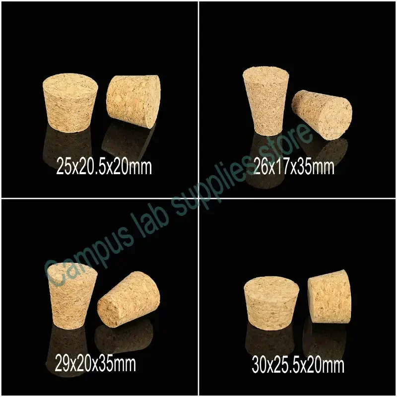 100pcs/lot ( Top-Diameter7.5mm-30mm) Wooden Corks Stopper, Lab Test Tube Cork
