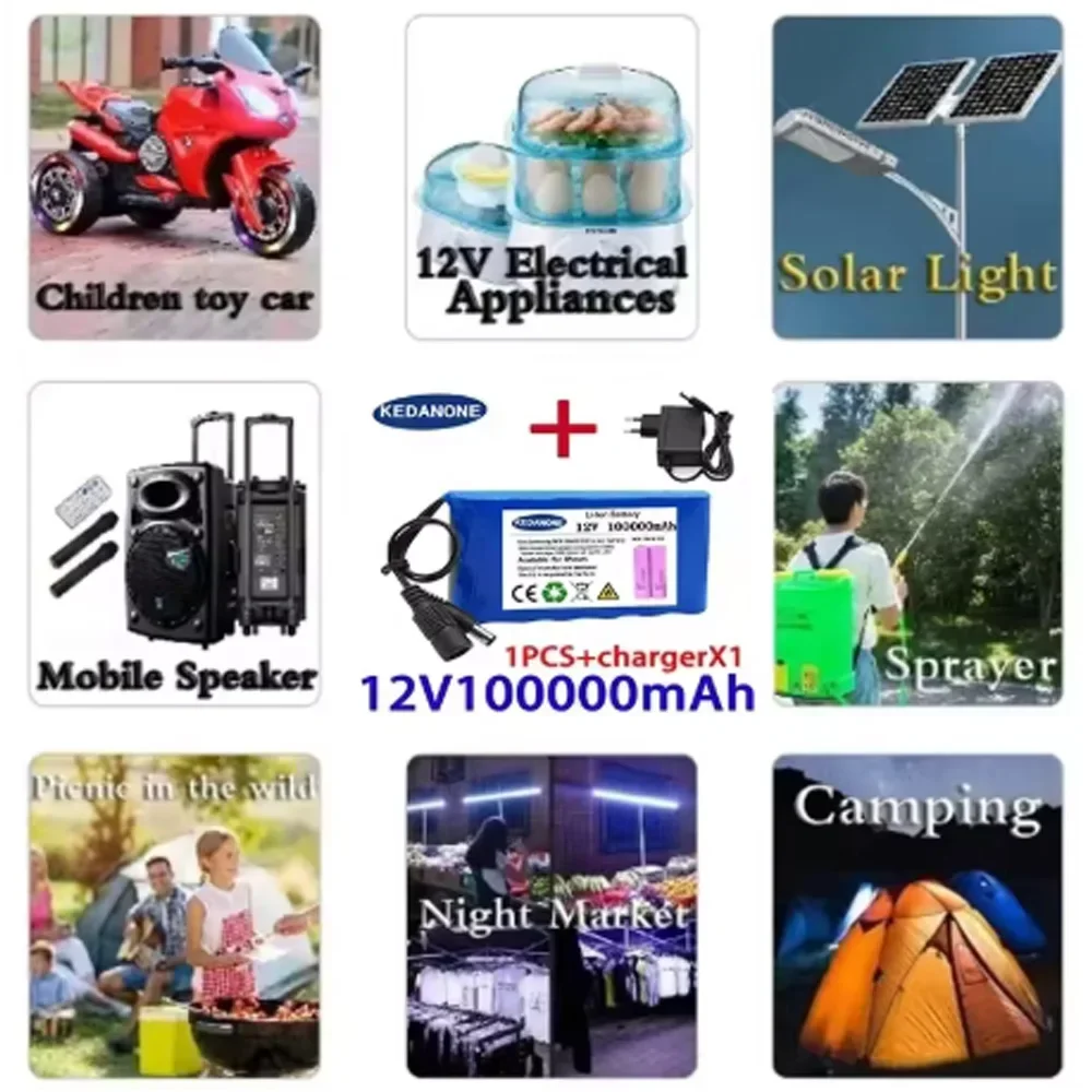 NEW Portable Super 12V 20000mah Battery Rechargeable Lithium Ion Battery Pack Capacity DC 12.6v 30Ah CCTV Cam Monitor