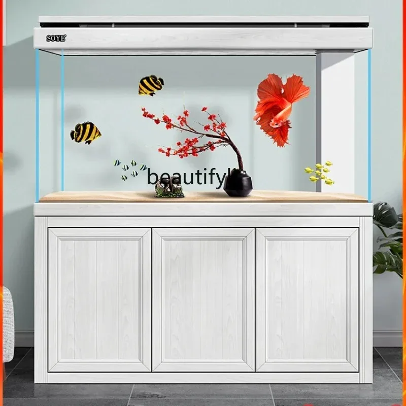 

Smart Super White Fish Tank Aquarium Living Room Floor Home Partition Screen Bottom Filter Large New H