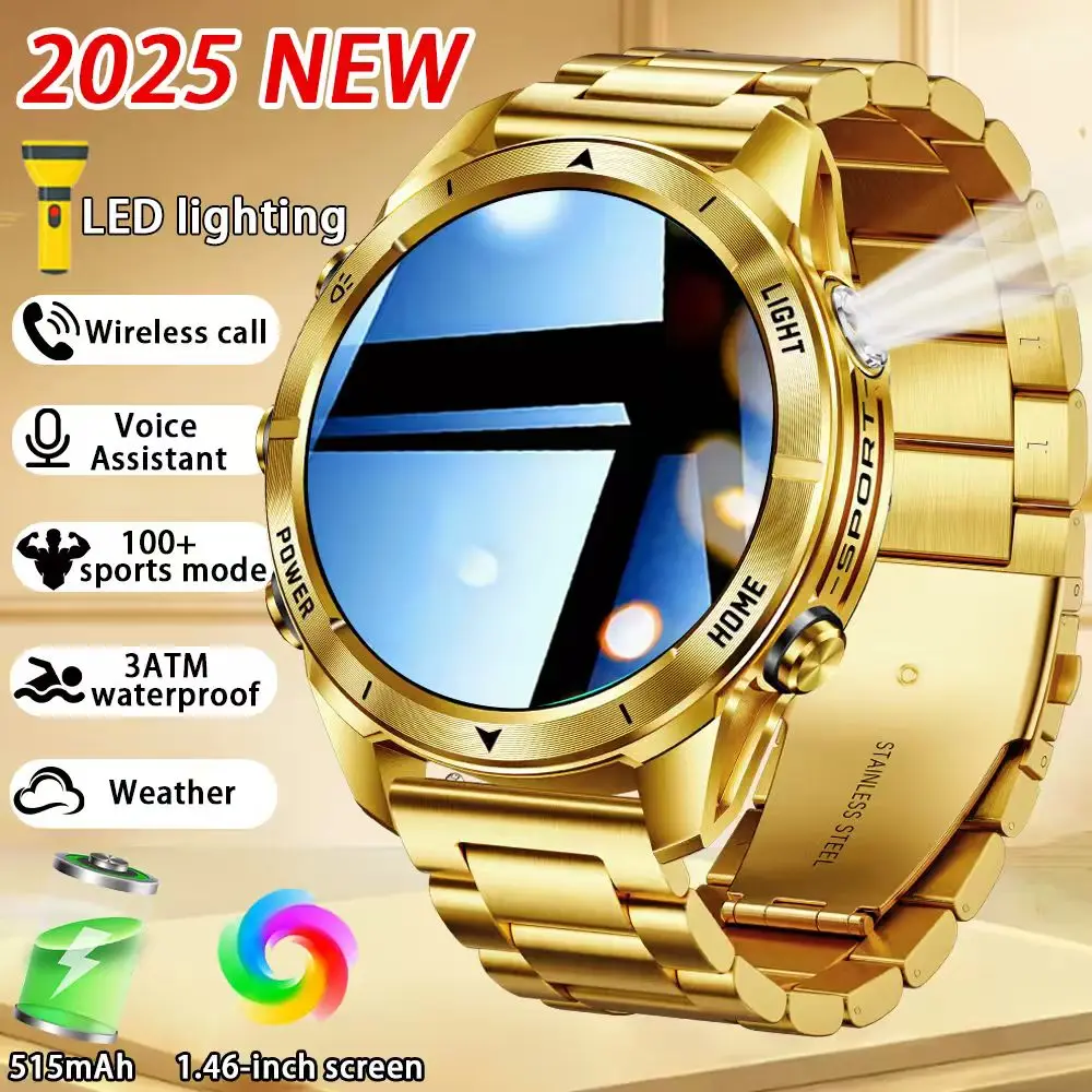 جديد الرياضة في الهواء الطلق ساعة ذكية الرجال 1.46 "IPS شاشة مصباح ليد جيب 515mAh بطارية 10ATM مقاوم للماء بلوتوث دعوة Smartwatch