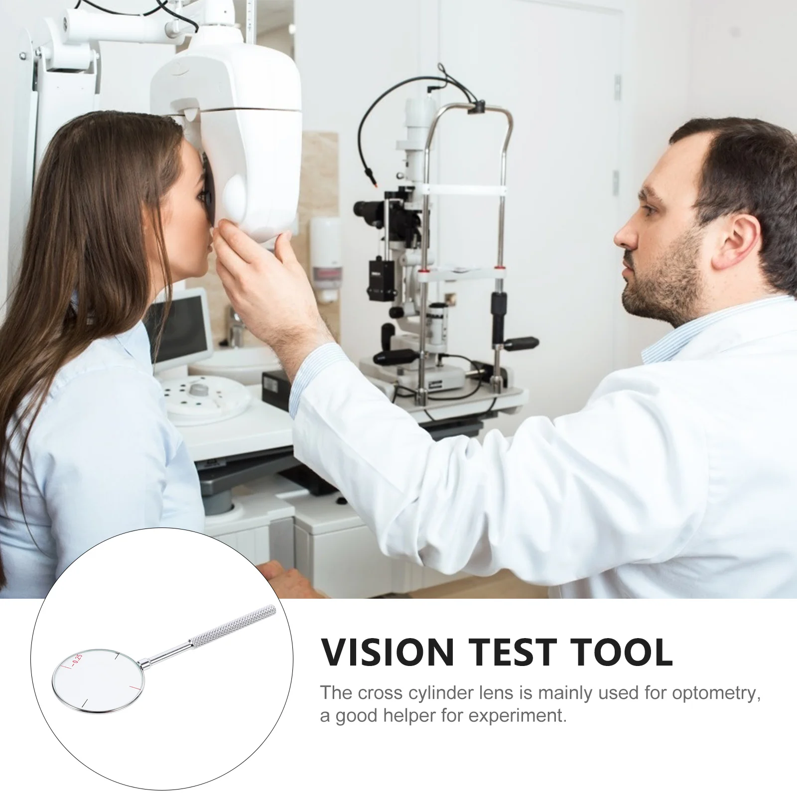 

1Pcs Optical Cross Cylinder Lens Diopters Round Tool Handheld Cylinder Lens Test Tool Optometry Accessories for Eye Care