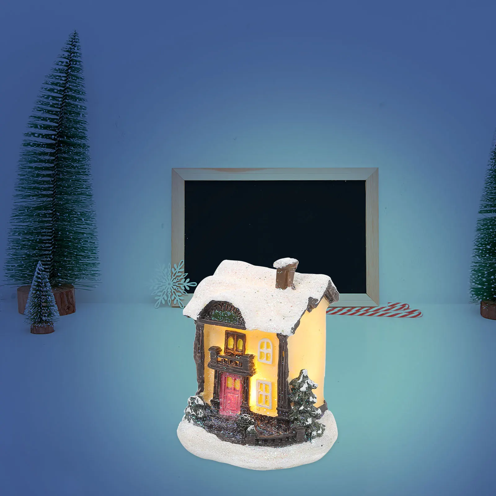 

Resin Christmas Mini House Lighted Decor Xmas Small Table Ornament Christmas Village Micro Landscape Gift Xmas House Village