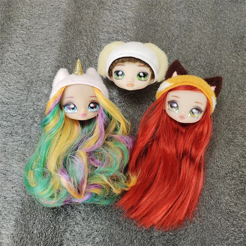 1/12 Doll's Head Part with Cat Ear Hat Mini Lol Doll's Head Accessories Hat Can't Be Removed