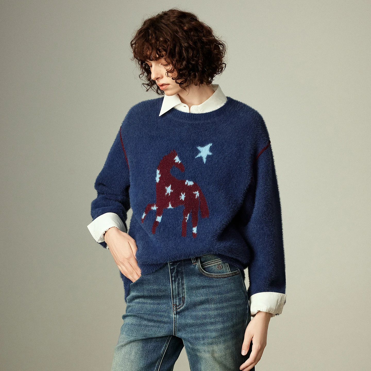 Women's Color-Block Cashmere-Like Sweater - Winter 2025