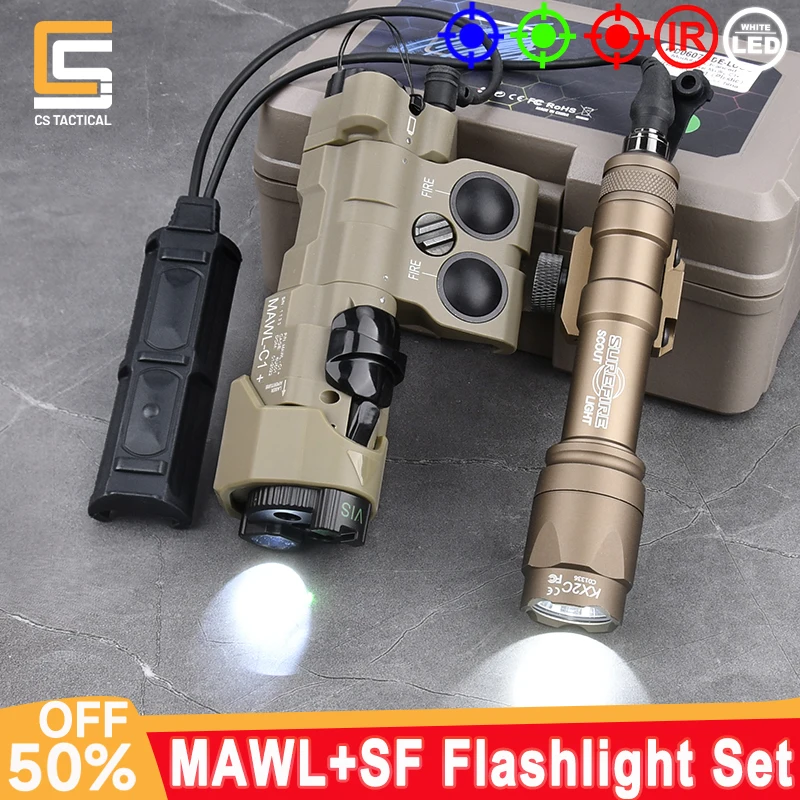 

WADSN MAWL-C1 IR Fill Light Red Blue Green Indicator LED Strobe Light Tactical Surefir M300 M600 Flashlight Dual Control Switch