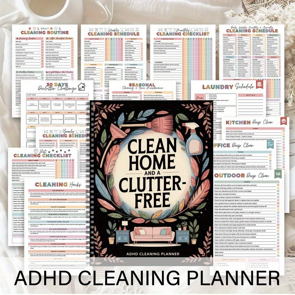 

Планировщик ежедневной уборки для взрослых и детей, бытовой органайзер с СДВГ и функциями расписания и контрольного списка