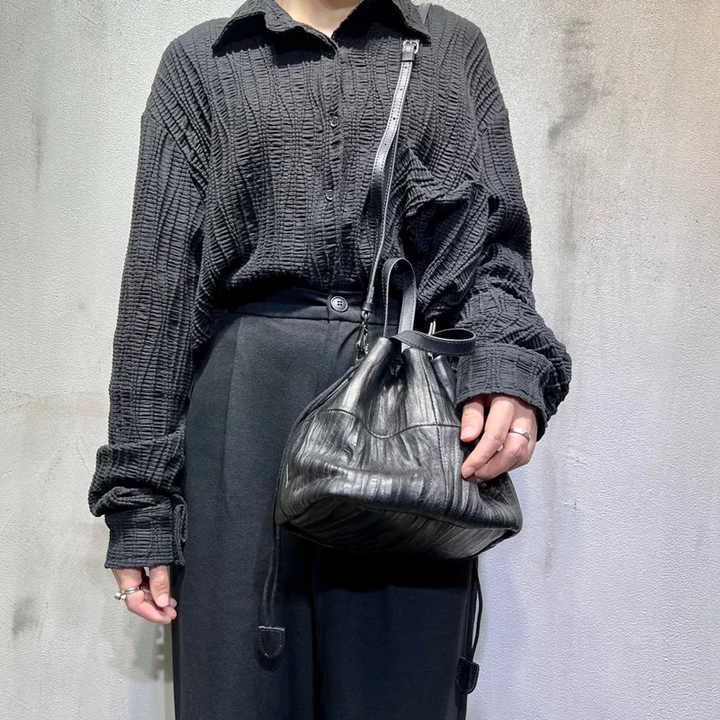 

Genuine leather women bag handcrafted top-layer sheepskin fashionable ladies hand-held saddle bag single-shoulder crossbody bag