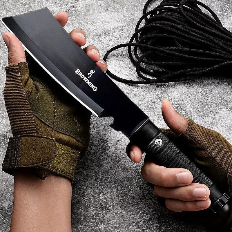 Outdoor High hardness cleaverFixed Blade, portable straight knife and scabbard,Suitable for camping barbecue wilderness survival