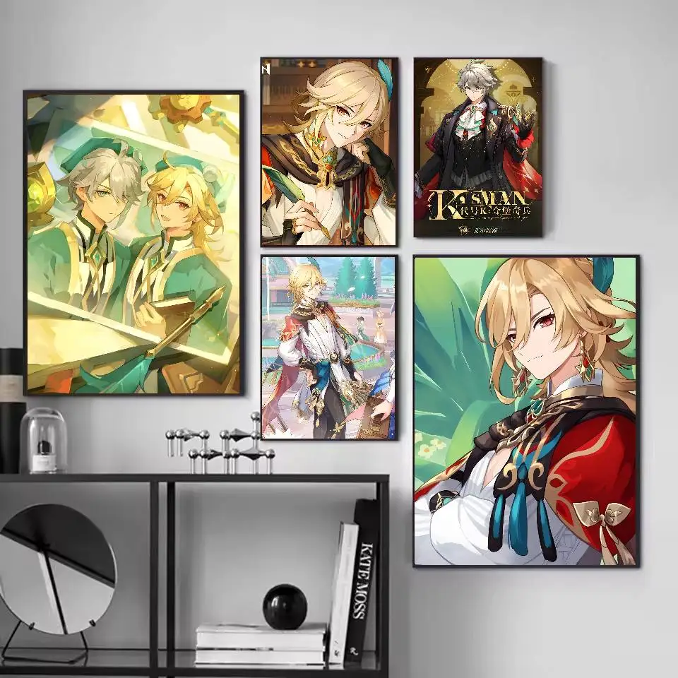 جينشين إمباكت كافيه الهيثم ملصق ذاتي اللصق فني مقاوم للماء ورقة ملصق مقهى بار غرفة النوم جدار ديكور