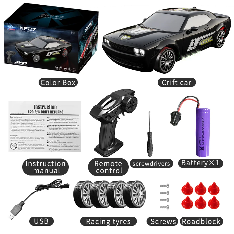 

KF27 Remote Control Drift Car 1/20 Scale Four Wheel Drive High Speed Racing Off Road Drift Vehicle For Adult Hobby Racing