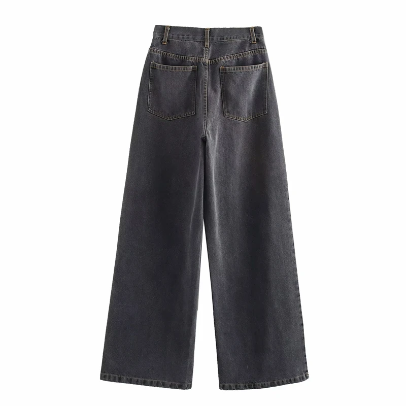 Casual Women's High Waist Straight-leg Jeans Pants Fashion All-match Full Length Denim Pants Pocket Zipper Jean Trousers