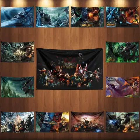 Rideau de tapisserie de jeu en Polyester imprimé numérique, drapeau du monde des Warcrafts Wow, 2 × 3 pieds, 3 × 5 pieds, pour décoration dota1s