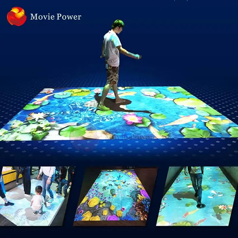 Holographic interactive planar projection makes kids smile at customers and visitors with interactive projector