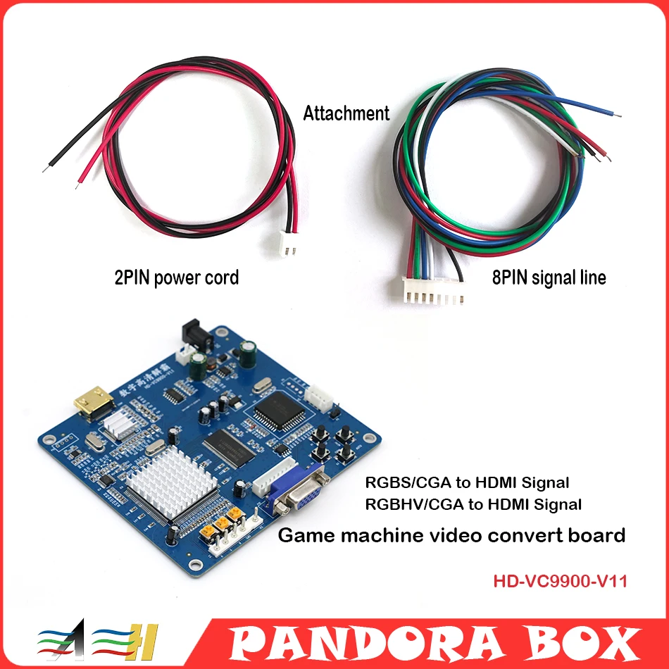 CGA to HDMI converter supports RGBS/CGA/EGA input and HDMI output suitable for Pandora box retro arcade family game cabinets