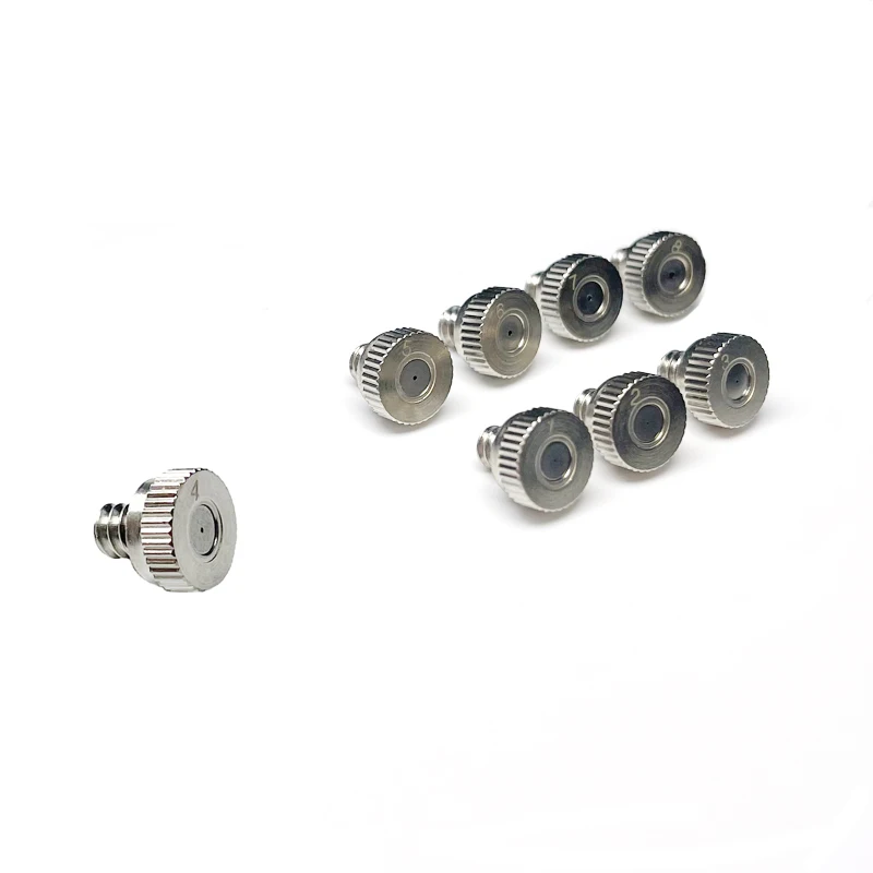 10pcs Zinc Plated Brass Misting Nozzle with 10-24 UNC Male Thread 0.1mm to 0.8mm Orifice for Garden Patio Water Sprayer