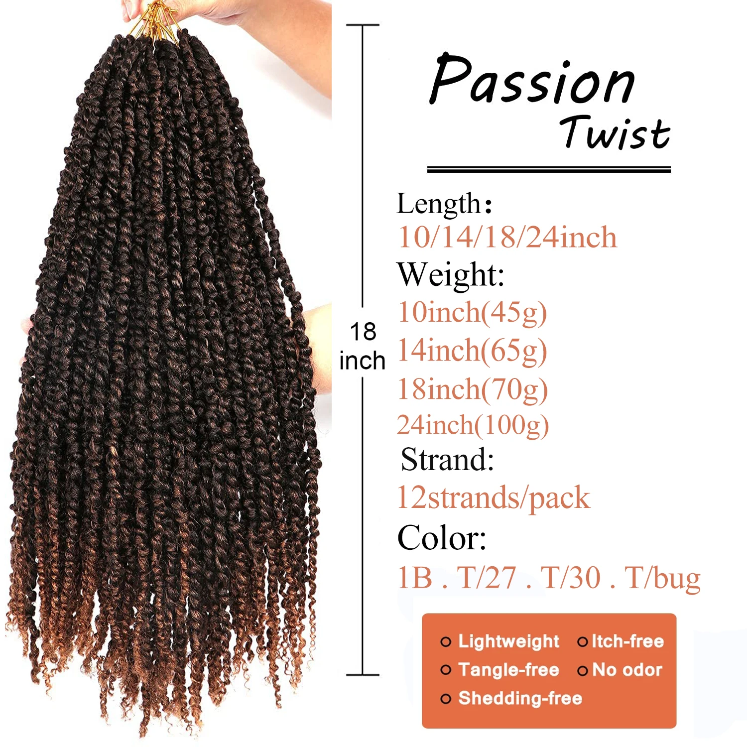 Sambriad Passion Twist Hair 18 Inch Synthetic Crochet Hair Pretwisted Crochet Braids For Black Women Goddess Bohemian Extensions