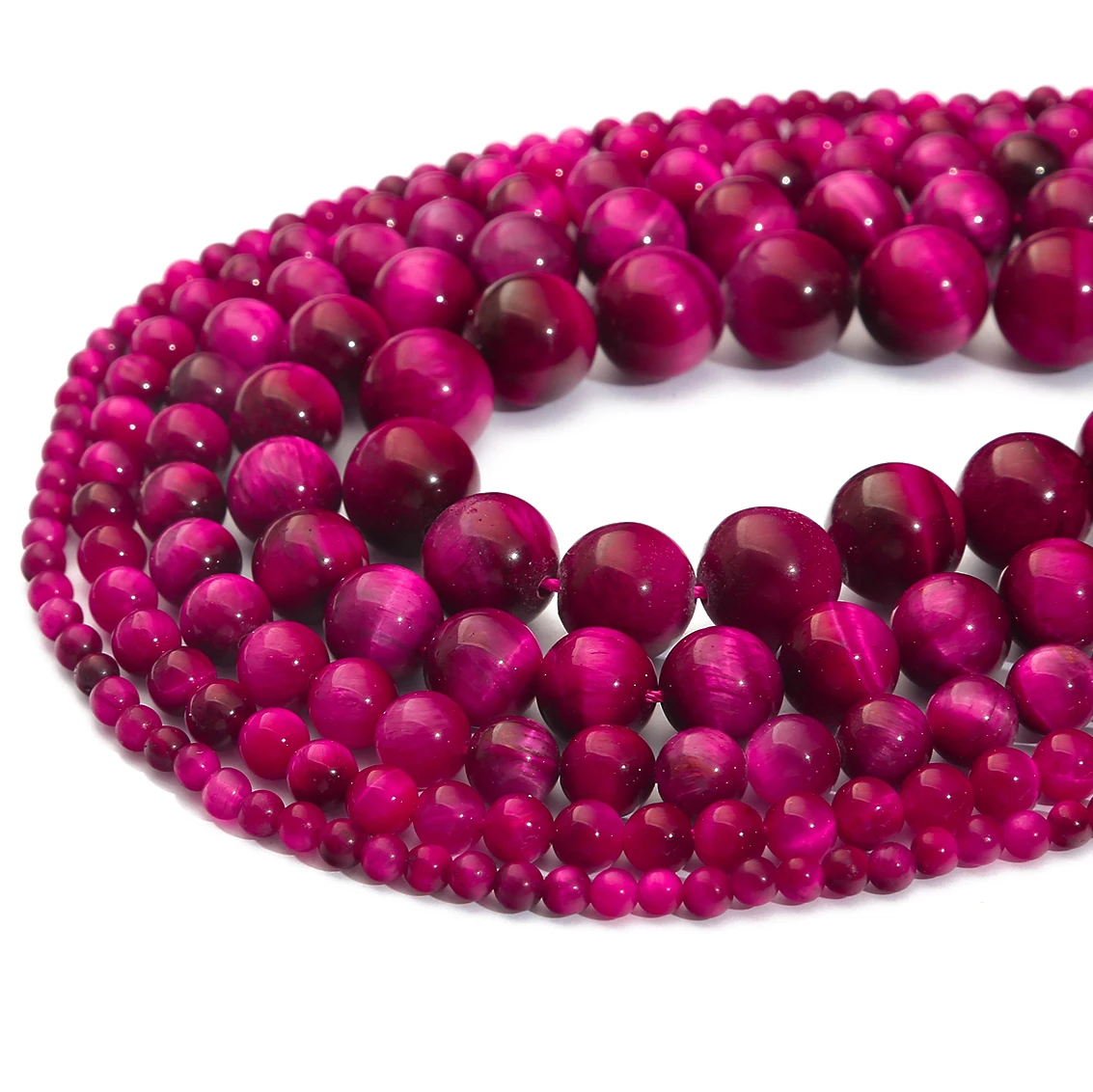 Naturstein-Magenta-Tigerauge-Perlen, runde lose Spacer-Perlen für die Schmuckherstellung, DIY-Armband, Halskette, Zubehör – Detail 3