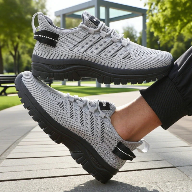 Männer Schuhe 2025, Sommer Casual Turnschuhe Sommer Frau Laufschuhe Gestrickte Mesh Atmungs Mode Lässig Lace Up Sport Schuhe