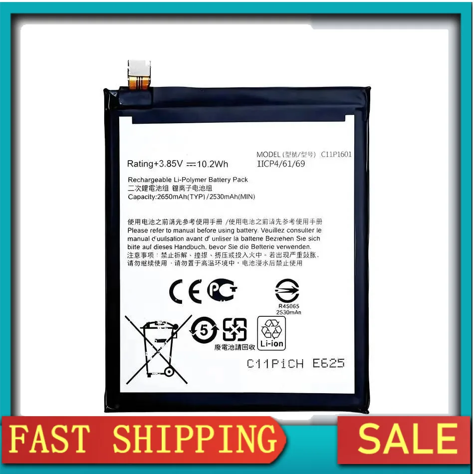 

2650Mah For Asus Zenfone 3 Zenfone3 ZE520KL Mobile Phone Battery High Performance C11P1601 Stable