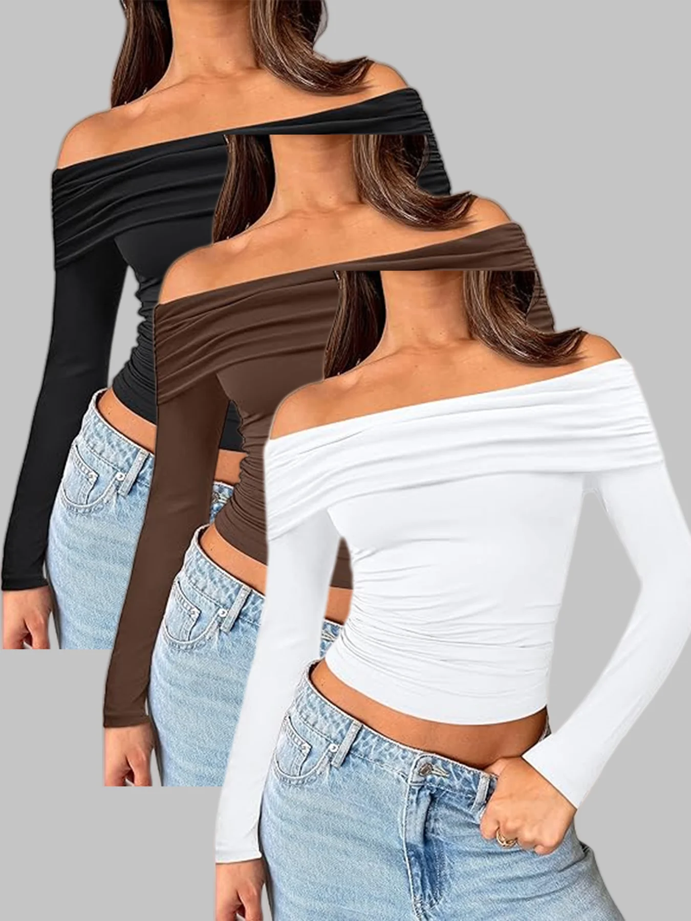 

Элегантный и направленный новый стильный модный однотонный женский топ с v-образным вырезом из трех предметов.