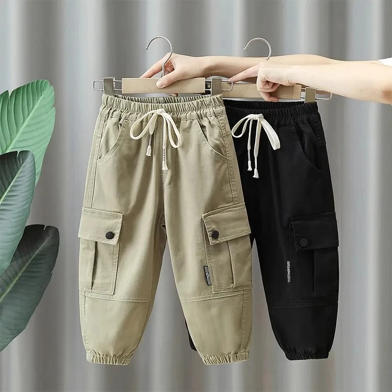 New Children Cotton Cargo Pants for 3-9 Years Old Solid Boys Casual Sport Pants Enfant Garcon Kids Children Trousers Clothes