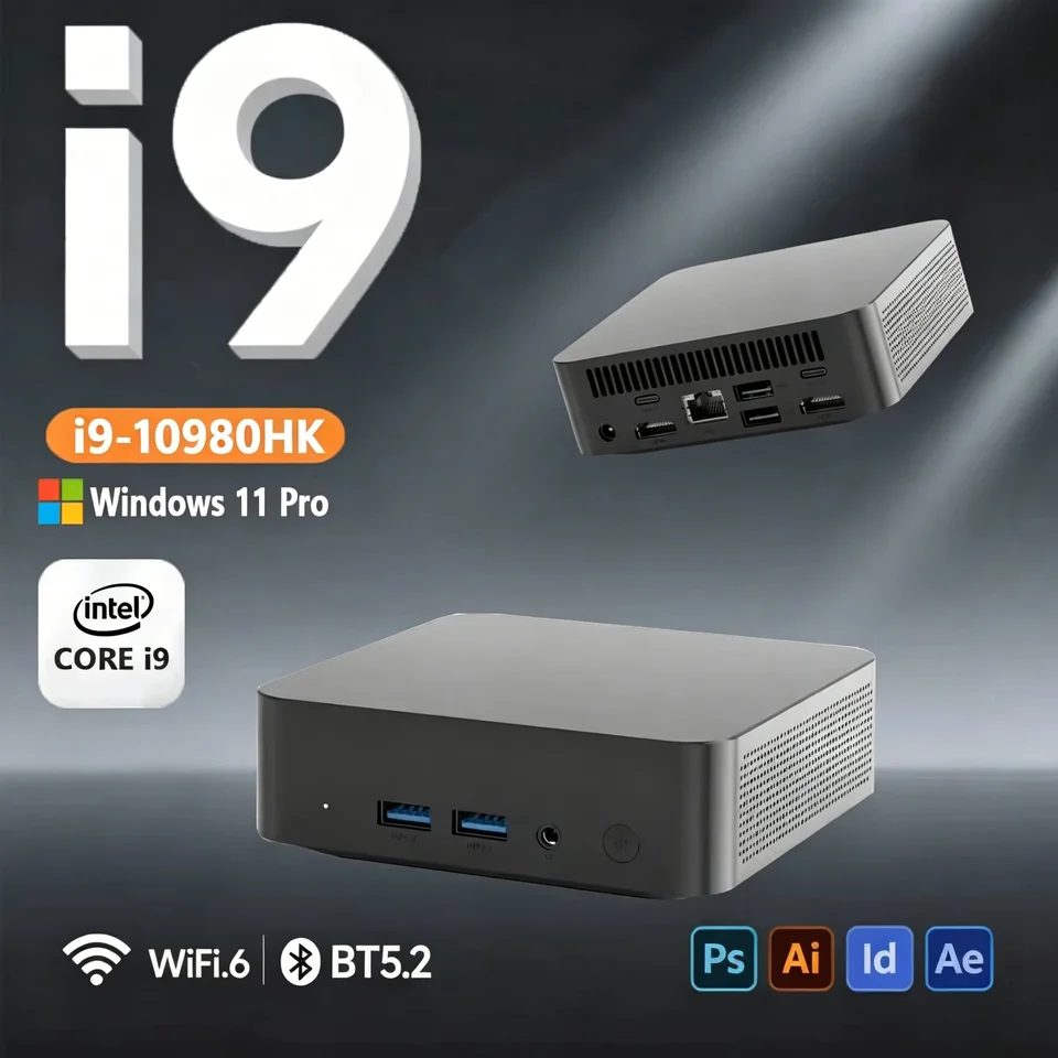미니 PC 윈도우 11 인텔 코어 i9 10980HK/i3 6100 16GB 램 1TB SSD WIFI 6 BT5.2 4K HD 미니 게이밍 사무용 학습용 PC 썸네일 7