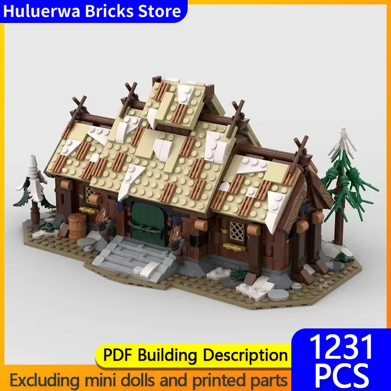 City Street View Model MOC Building Bricks Vikings House of the Jarl Modular Technology Gift Holiday Assemble Children Toys Suit