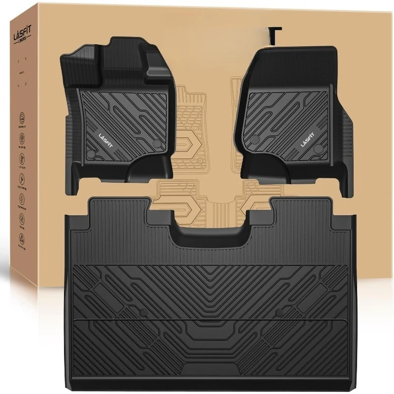

Floor Mats for Ford F-150 2015-2025 | F150 Lightning 2022-2025 SuperCrew (Rear w/o Fold Flat Storage) Carpet Floor All We