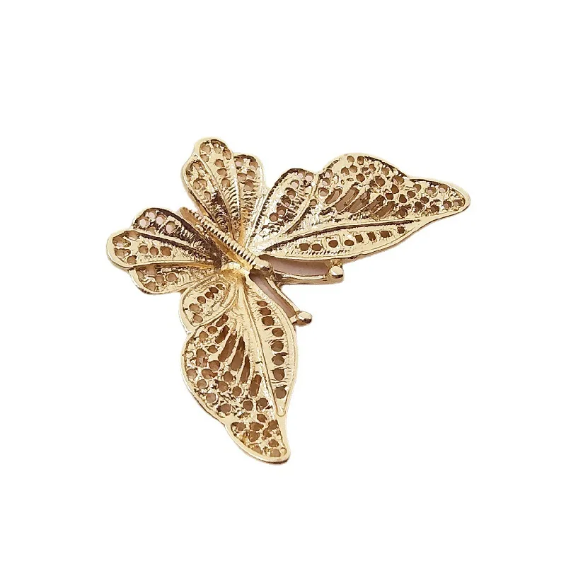 10Lcs/Lot Alloy Golden Butterfly Pendant Buttons For DIY Handmade Hair Jewelry Accessories Brooch Bag Shoes Box Mobile Phone