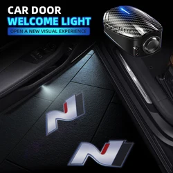 USB recarregável LED porta luzes do carro, projetor, cortesia, luzes de boas-vindas, logotipo N, HD, Hyundai, Sonata, Tucson, Elantra, I10, i30, 2pcs