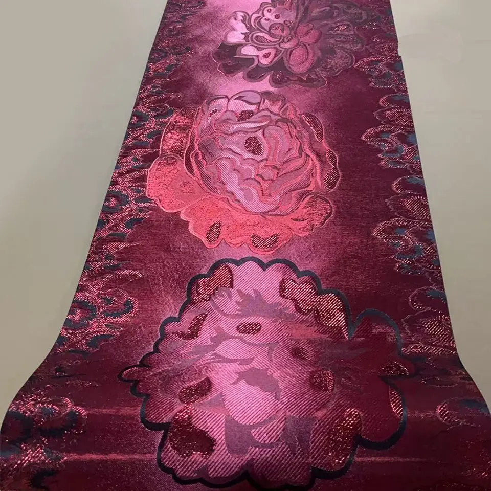 Rosafarbene Afrikanische 3D-Blumen Kopftücher für Frauen, Neueste Schweizer Hayes Sego Gele & Ipele Kopftuch-Sets, Luxuriöses Kopftuch JX-18 – Detail 2