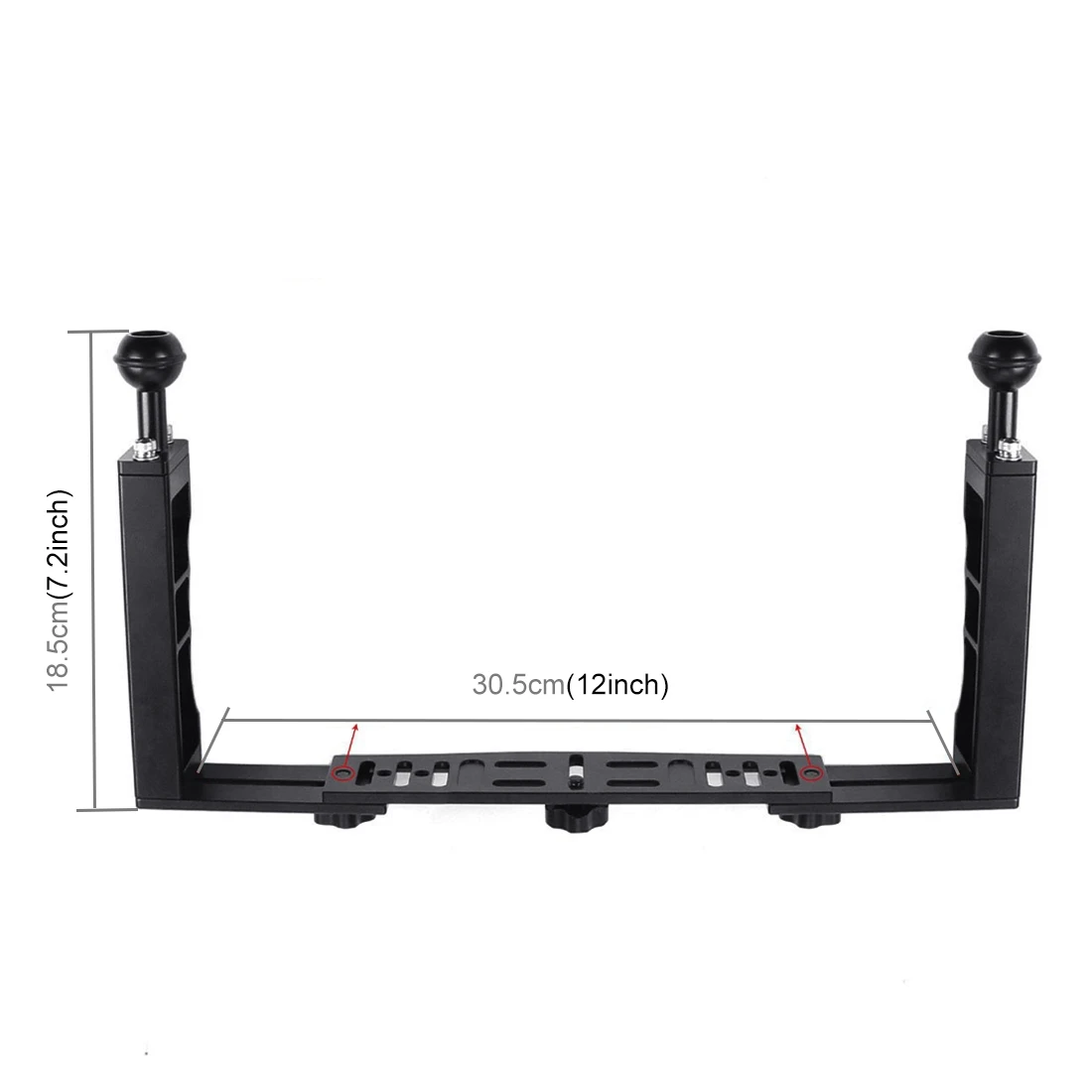 PULUZ Dual Handle Aluminium Tray Camera Diving Stabilizer Underwater Photography Accessories with Dual Ball Aluminum Alloy Clamp